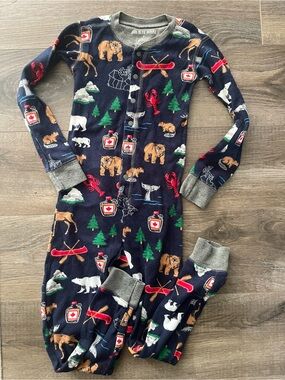 Hatley Little Blue House Canada Theme Blue Fish Kids Navy Moose & Bear Pajamas